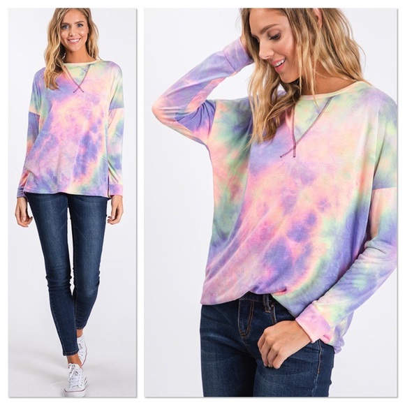 Purple Multi Tie Dye Print Top - Picture 5 of 5